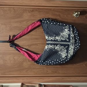 Icing Hobo Bag Large Country Cottage Market Blue Red Shoulder Purse NWT